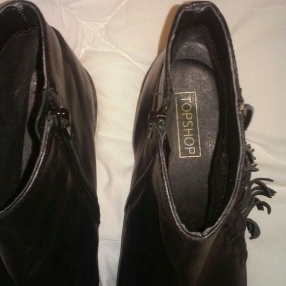 Topshop Moto Fringe Ankle Boots - Picture 6 of 8